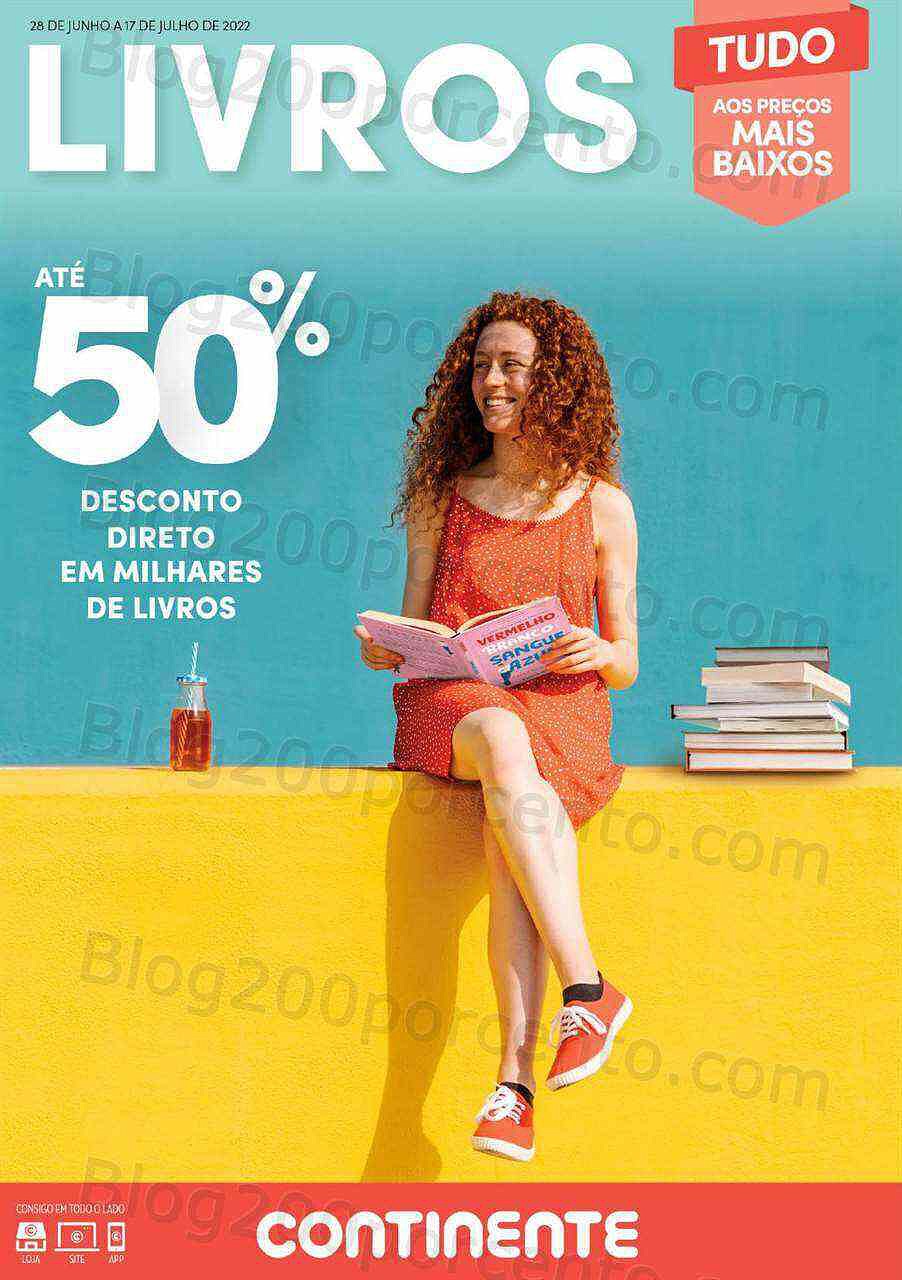 Antevisão Folheto CONTINENTE Feira do Livro Promoções de 28 junho a 17 julho