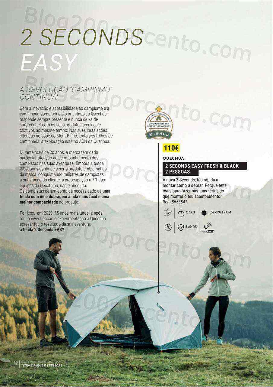 Antevisão Folheto DECATHLON Catálogo Campismo 2022 