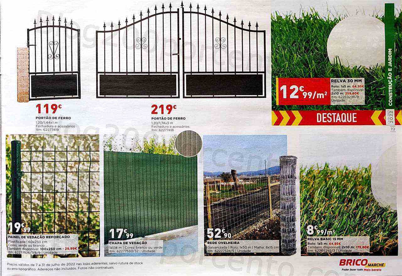 Antevisão Folheto BRICOMARCHÉ Construção e Jardim Promoções de 7 a 31 julho