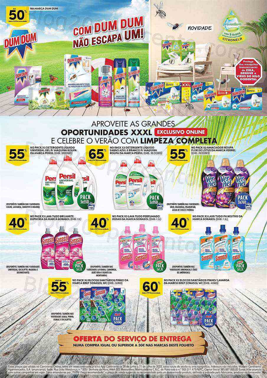 Antevisão Folheto CONTINENTE Limpeza Promoções de 28 junho a 11 julho