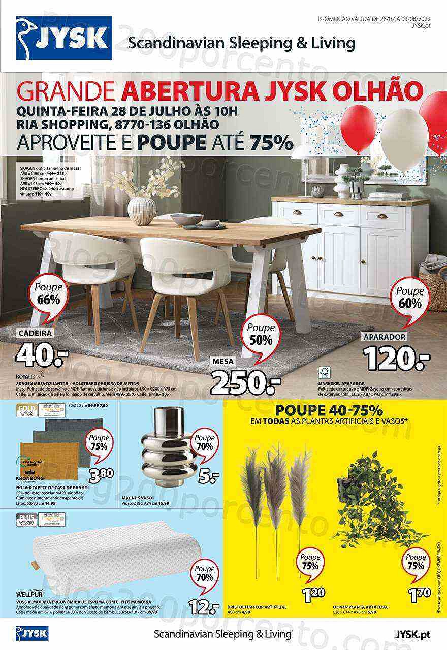 Antevisão Folheto JYSK Aberturas Promoções de 28 julho a 3 agosto
