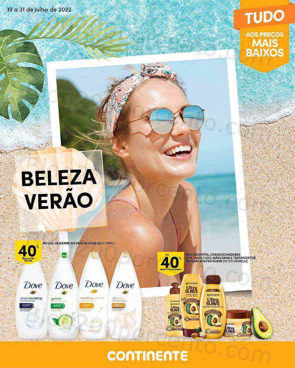 Antevisão Folheto CONTINENTE Beleza Verão Promoções de 19 a 31 julho