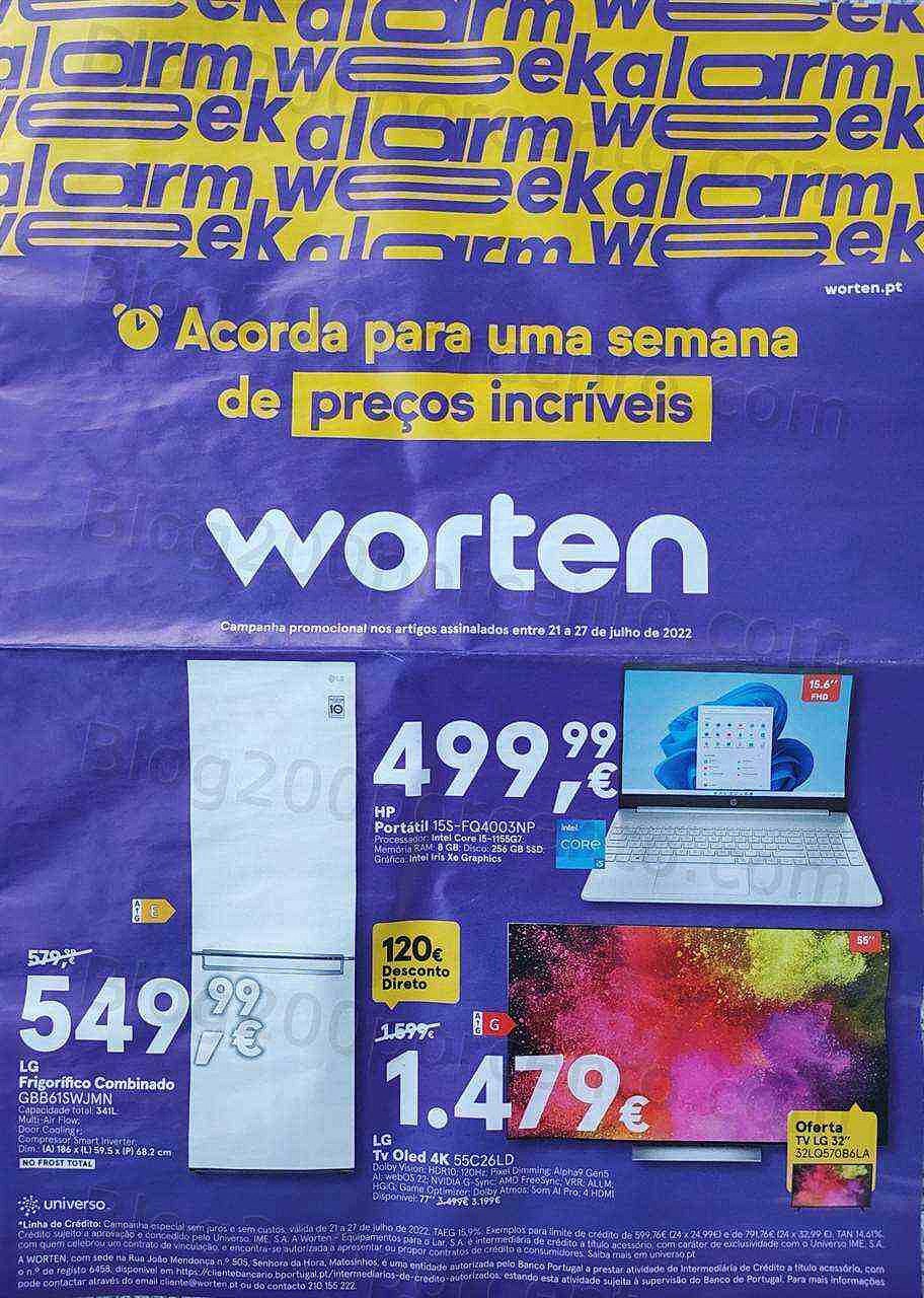 Antevisão Folheto WORTEN Alarm Week Promoções de 21 julho a 27 julho
