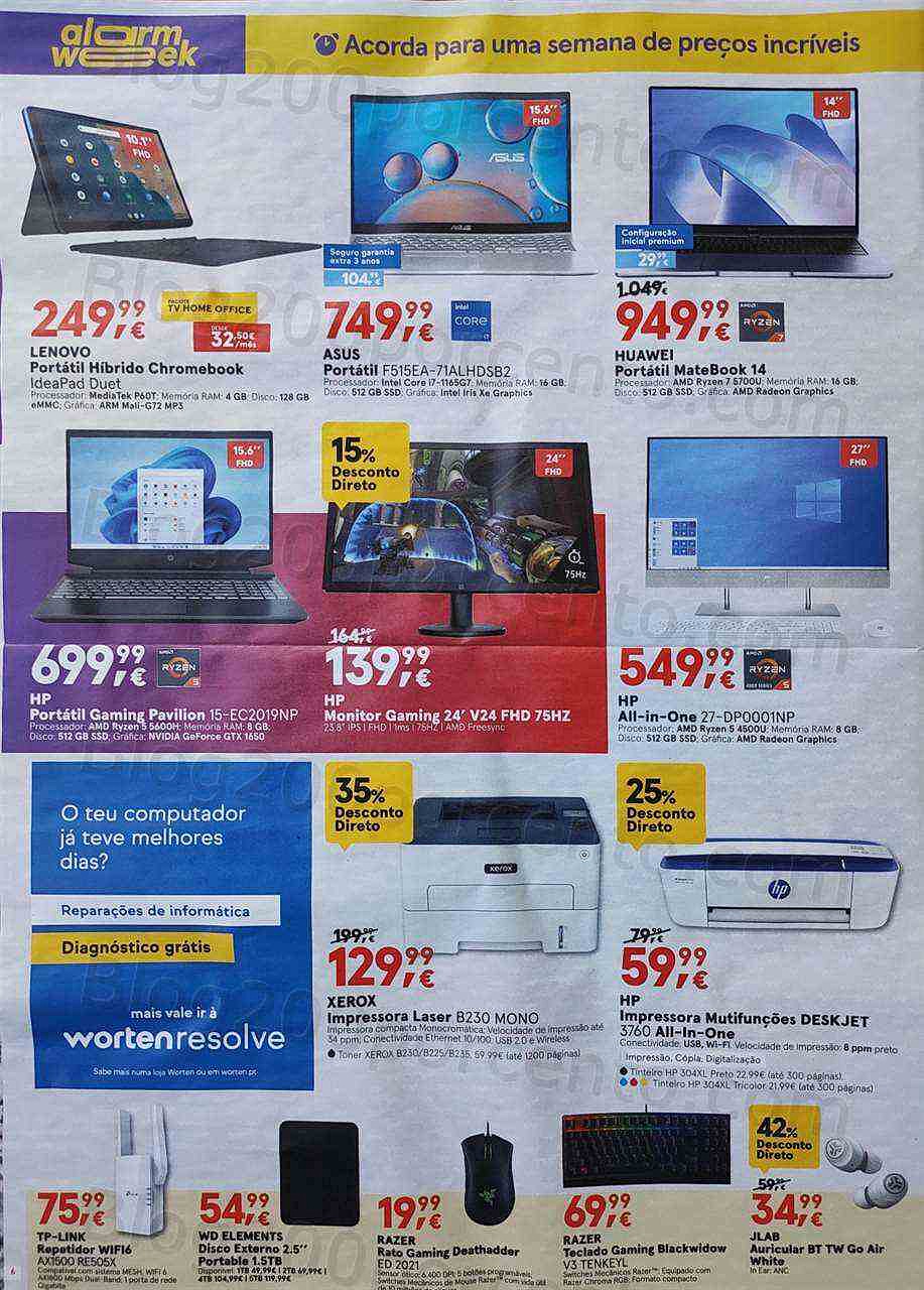 Antevisão Folheto WORTEN Alarm Week Promoções de 21 julho a 27 julho