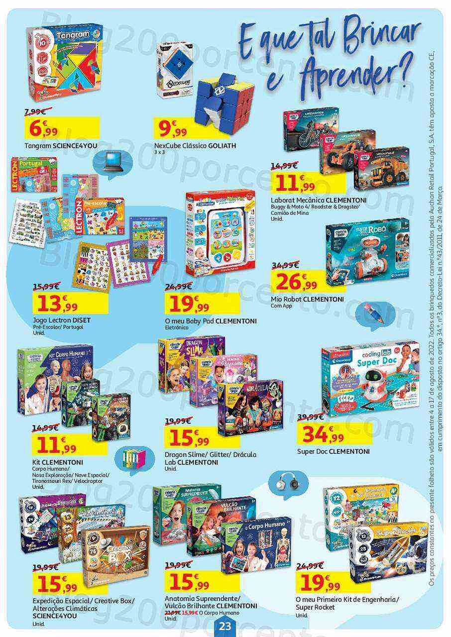 Antevisão Folheto AUCHAN Regresso às Aulas + Promoções de 4 a 17 agosto