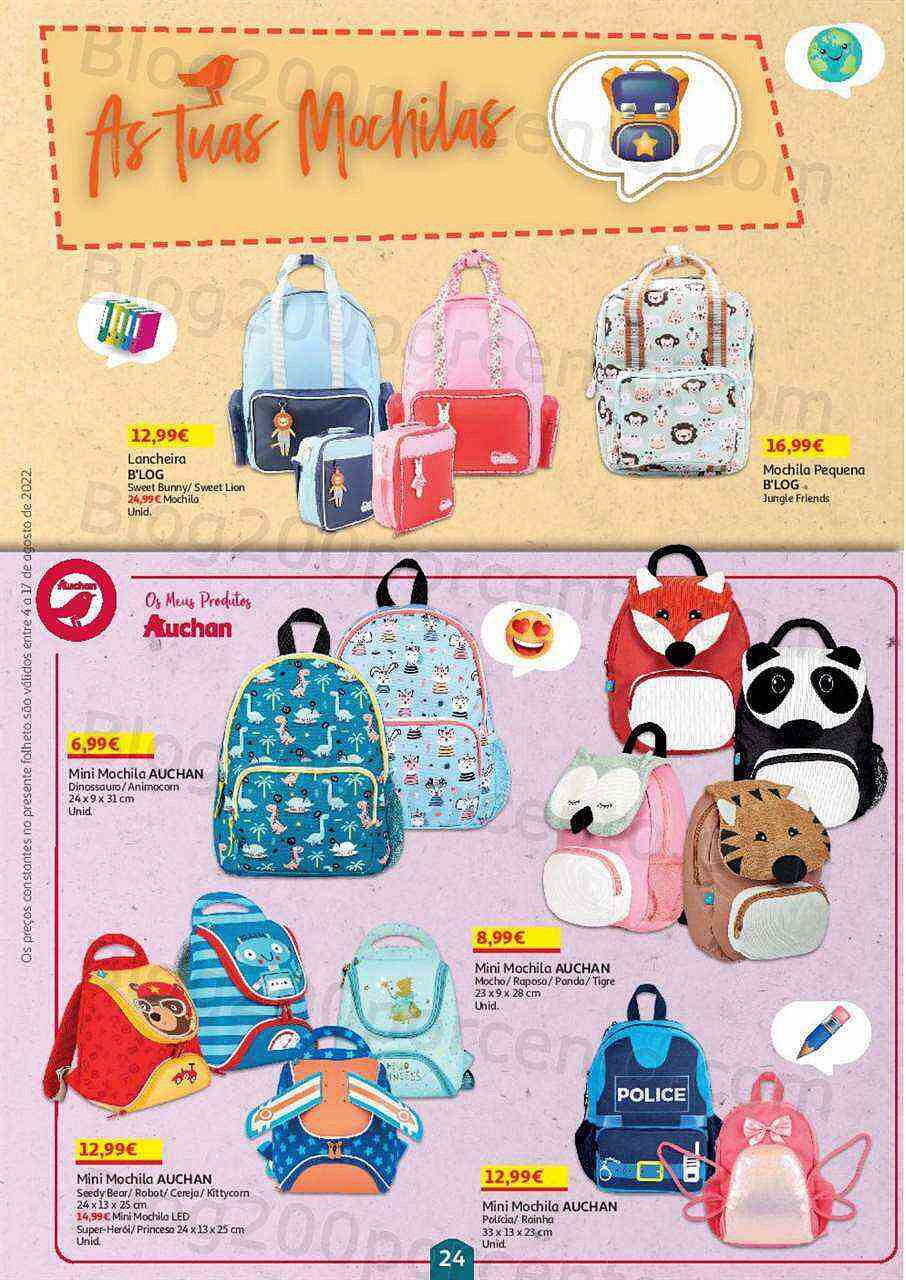 Antevisão Folheto AUCHAN Regresso às Aulas + Promoções de 4 a 17 agosto