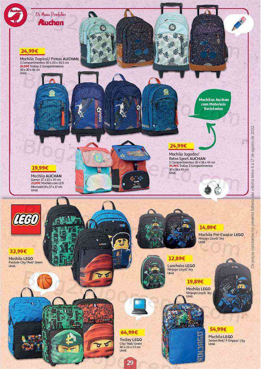 Antevisão Folheto AUCHAN Regresso às Aulas + Promoções de 4 a 17 agosto