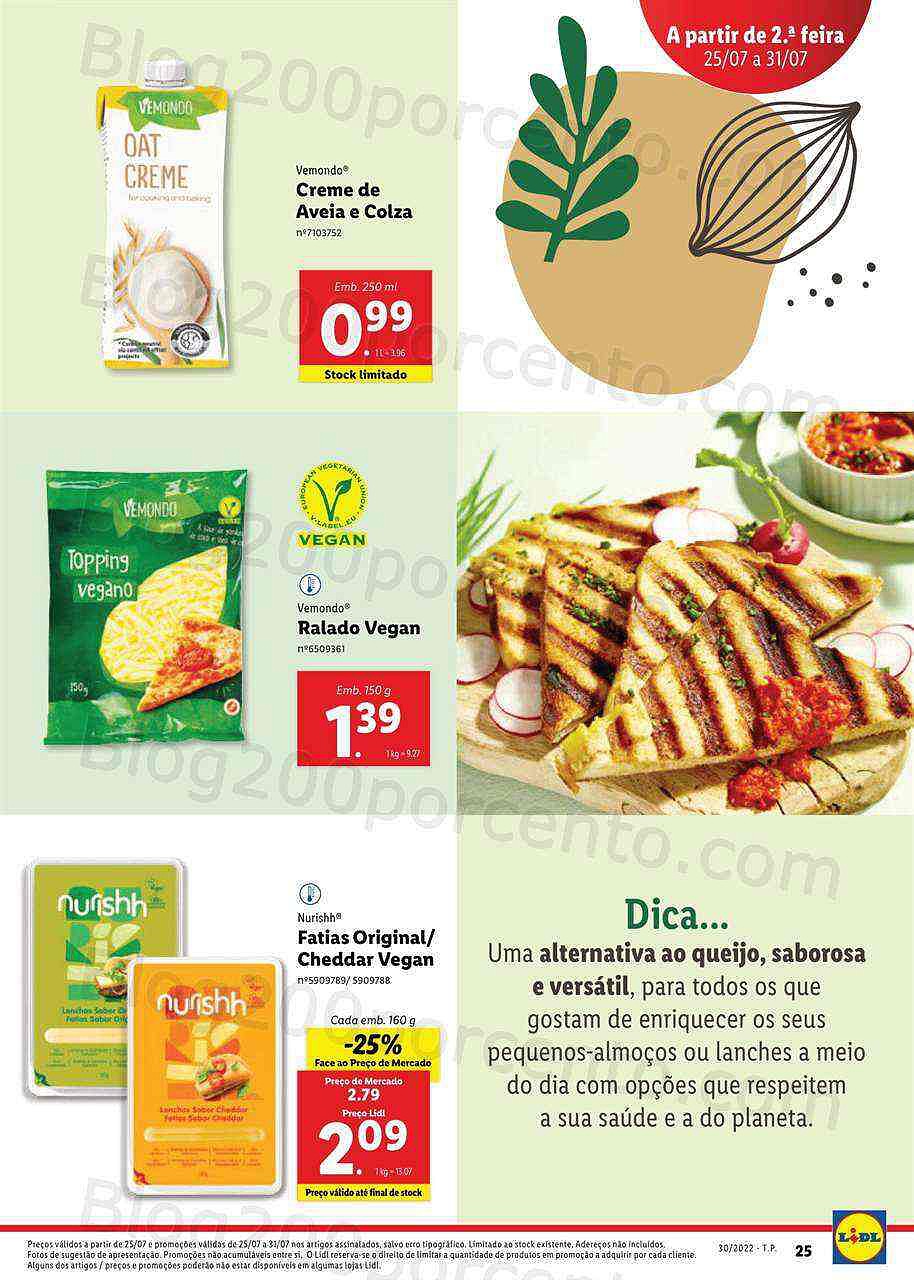 Antevisão Folheto LIDL Alimentação Alternativa Promoções de 25 a 31 julho