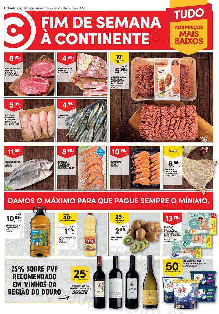 Antevisão Folheto CONTINENTE Fim de Semana Promoções 22 julho a 25 julho