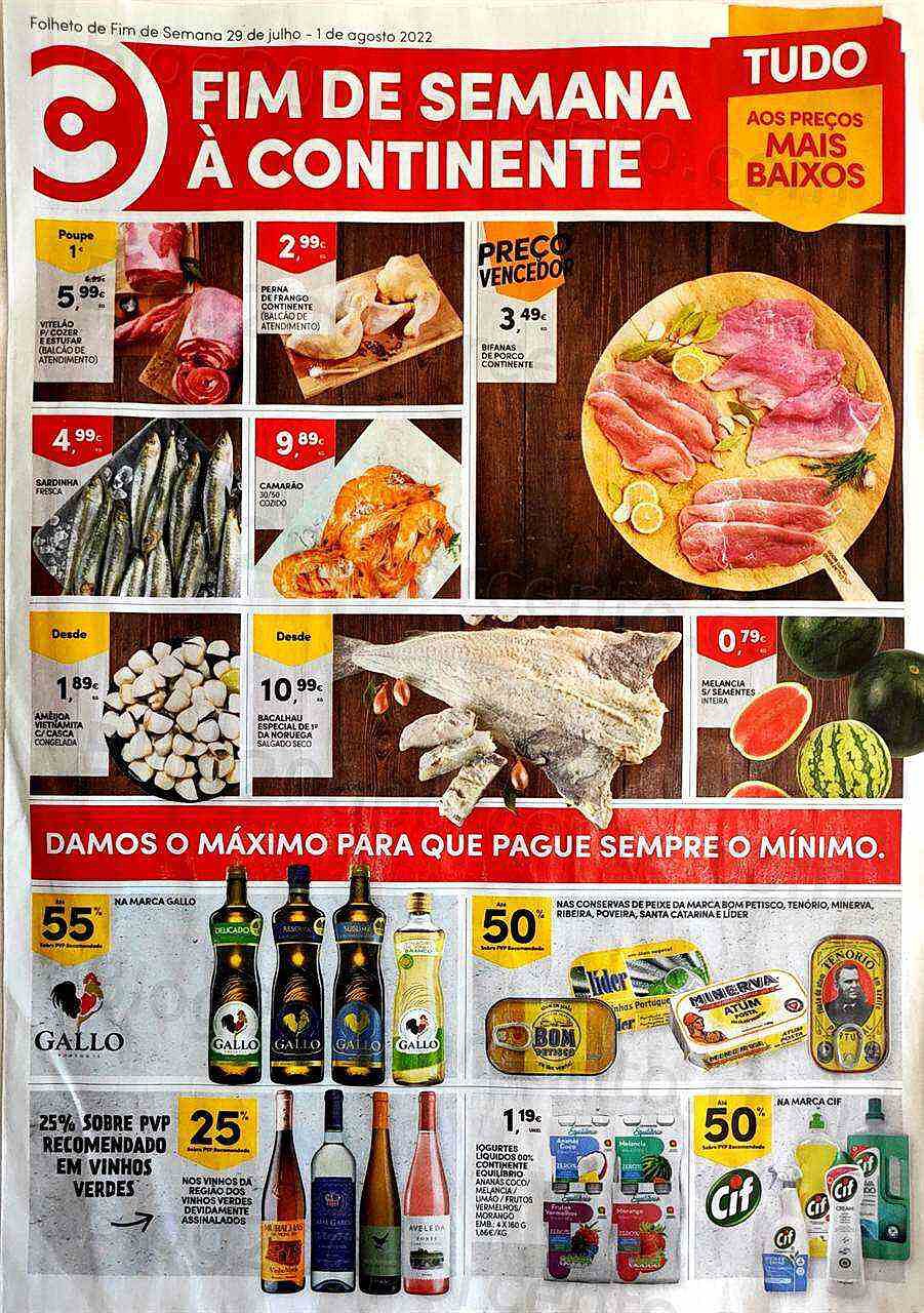 Antevisão Folheto CONTINENTE Promoções Fim de Semana - 29 julho a 1 agosto
