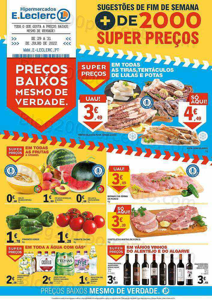 Antevisão Folheto E-LECLERC Promoções Fim de Semana 29 a 31 julho