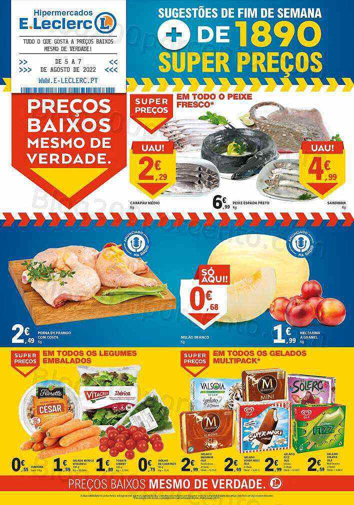 Antevisão Folheto E-LECLERC Promoções Fim de Semana - 5 a 7 agosto