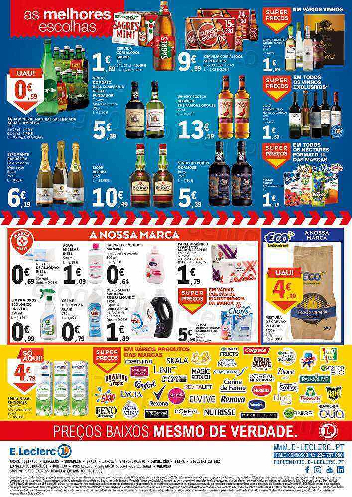 Antevisão Folheto E-LECLERC Promoções Fim de Semana - 5 a 7 agosto