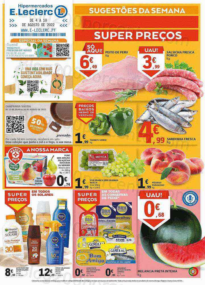 Antevisão Folheto E-LECLERC Promoções de 4 agosto a 10 agosto