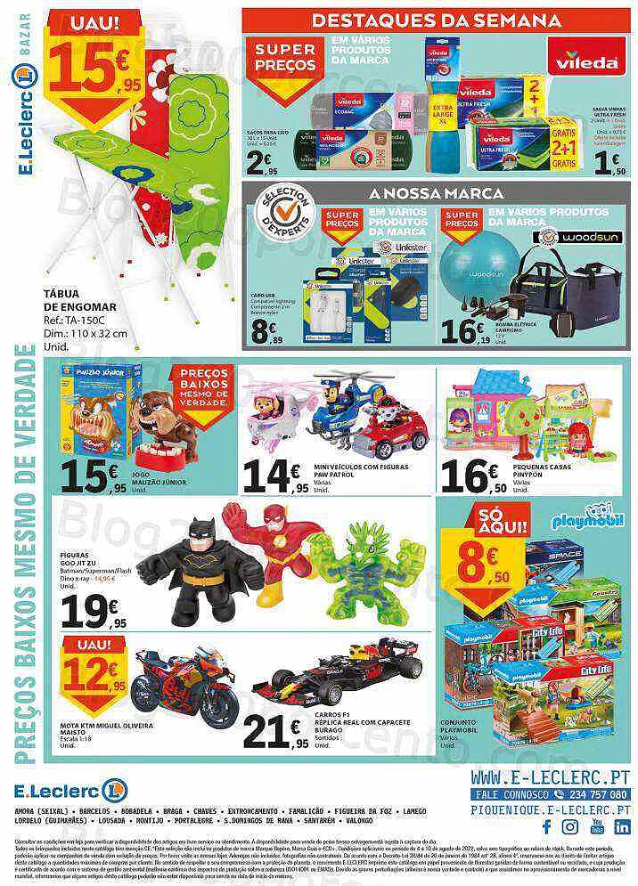 Antevisão Folheto E-LECLERC Bazar Promoções de 4 agosto a 10 agosto