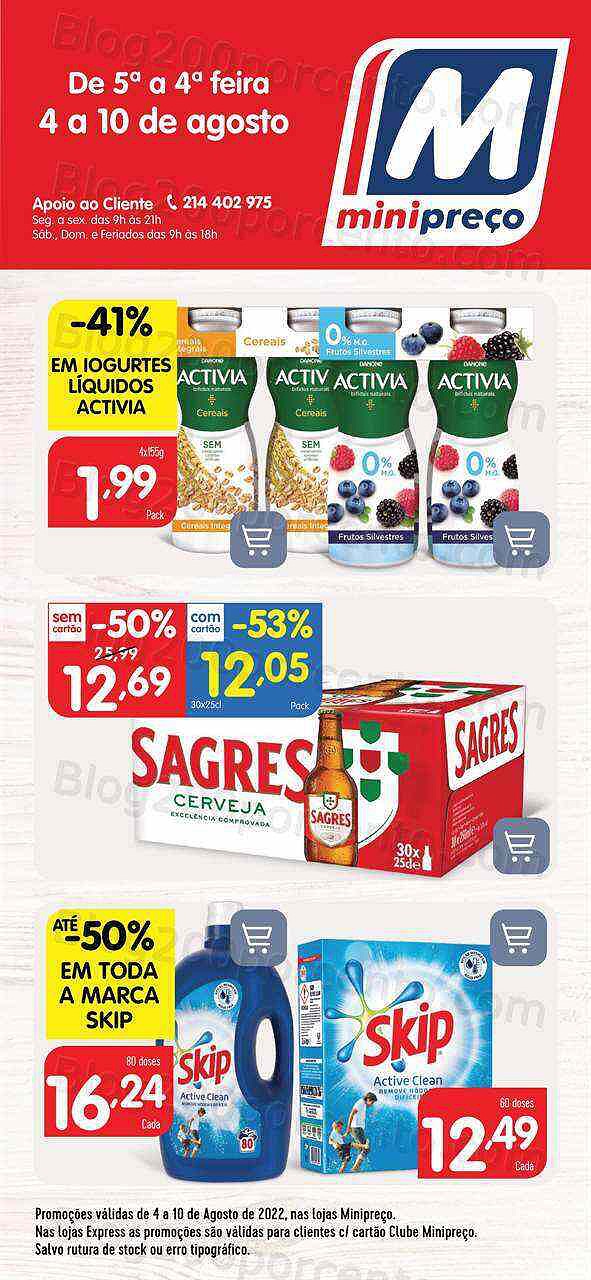 Antevisão Folheto MINIPREÇO Extra Promoções de 4 a 10 agosto