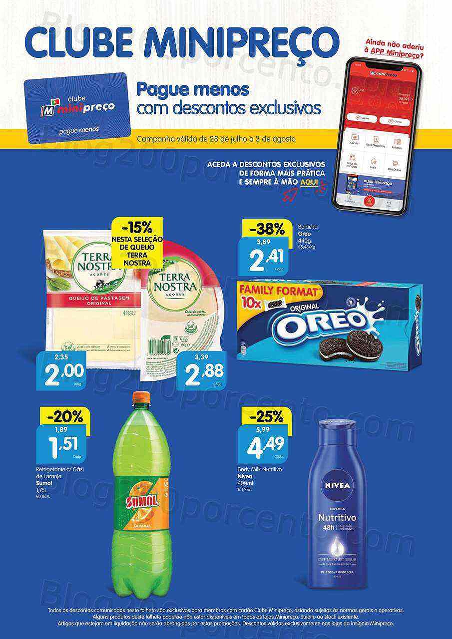 Antevisão Folheto Clube MINIPREÇO Promoções de 28 julho a 3 agosto