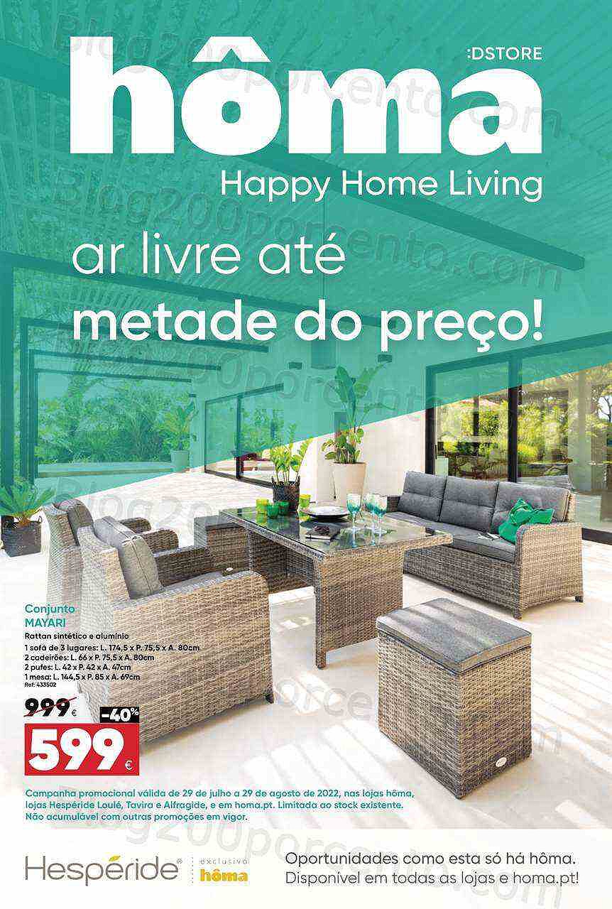 Antevisão Folheto HÔMA Saldos Ar Livre Promoções de 29 julho a 29 agosto