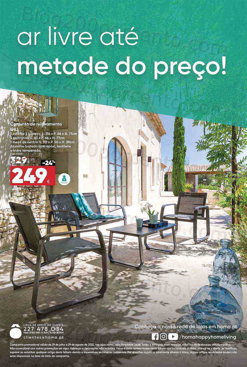 Antevisão Folheto HÔMA Saldos Ar Livre Promoções de 29 julho a 29 agosto
