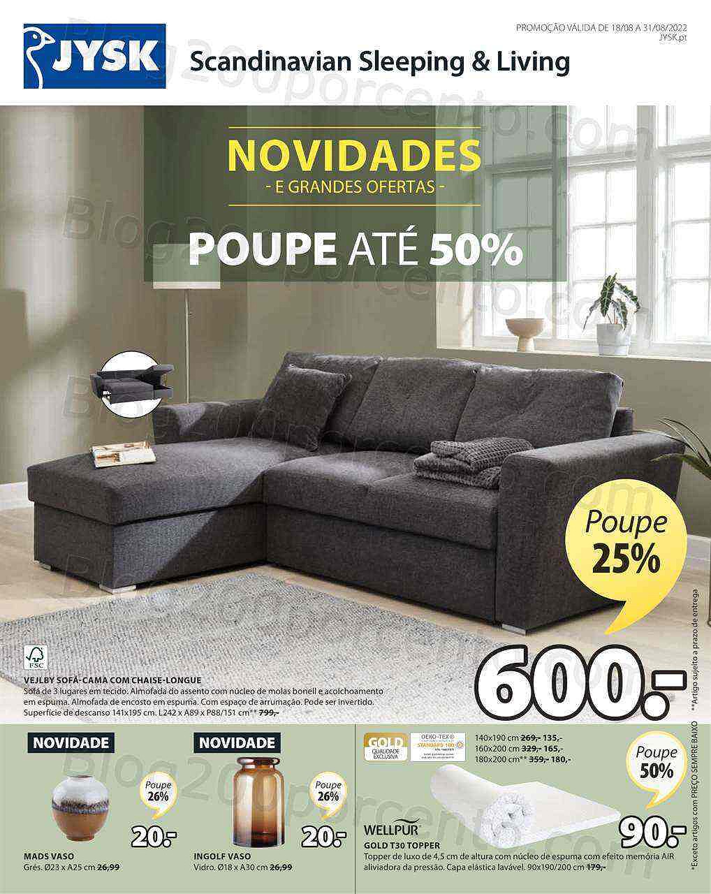 Antevisão Folheto JYSK Promoções de 18 a 31 agosto
