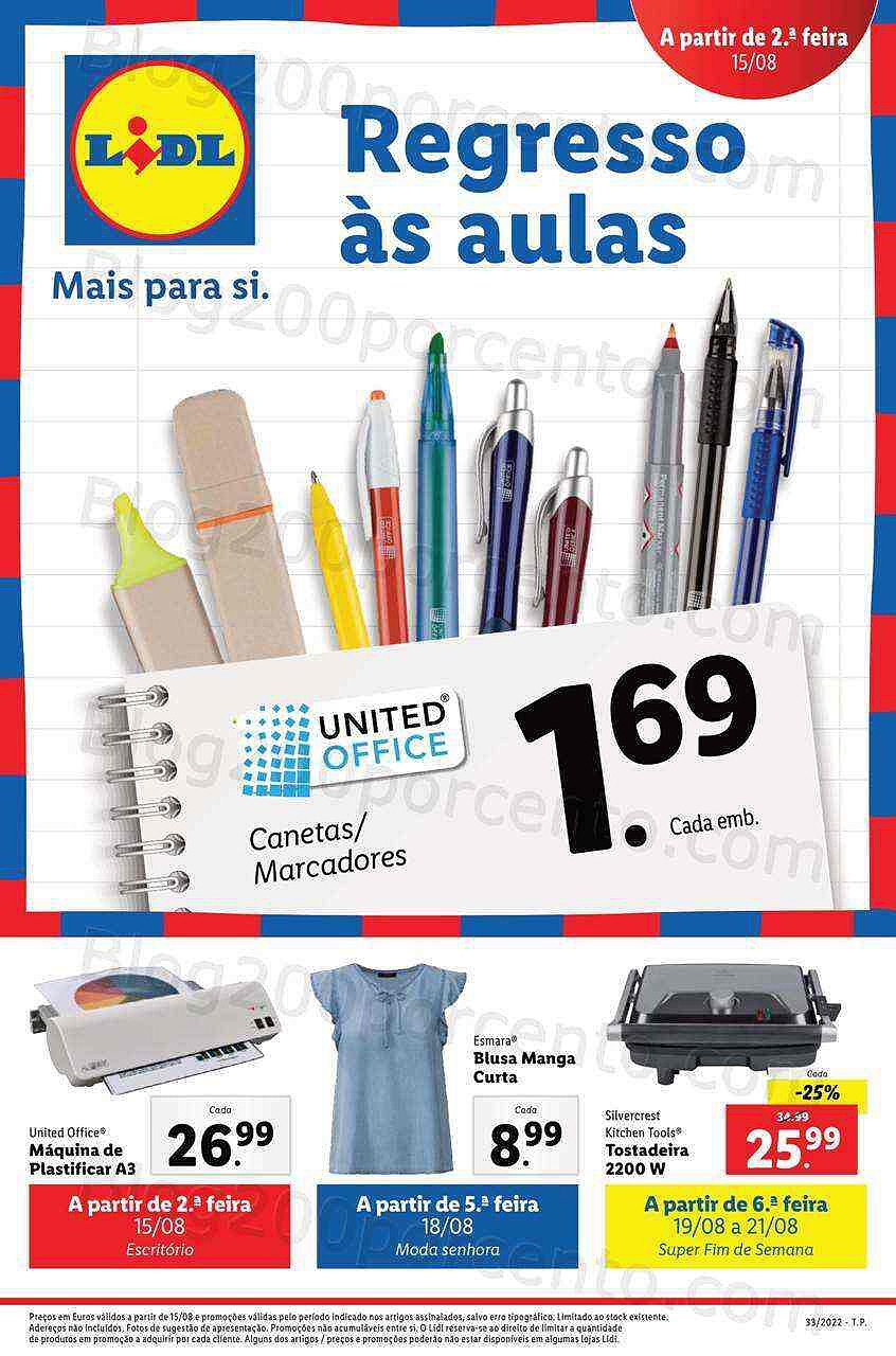 Antevisão Folheto LIDL Regresso às Aulas Promoções a partir de 15 agosto