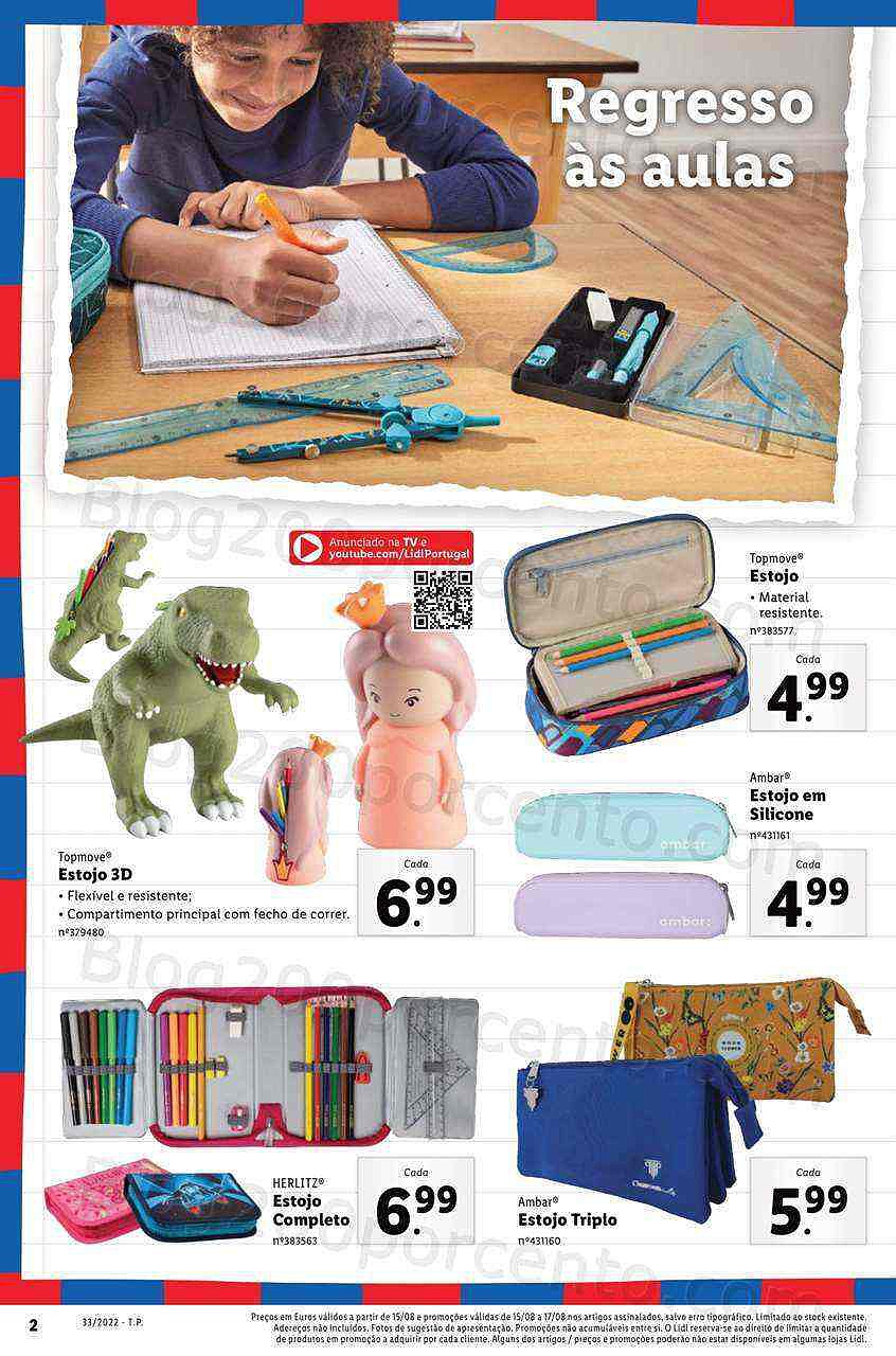 Antevisão Folheto LIDL Regresso às Aulas Promoções a partir de 15 agosto