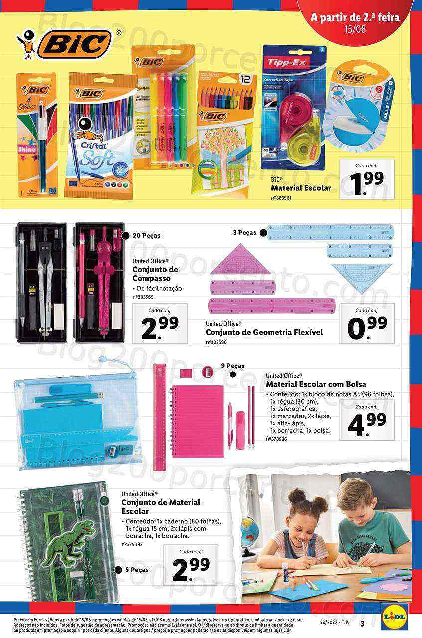 Antevisão Folheto LIDL Regresso às Aulas Promoções a partir de 15 agosto