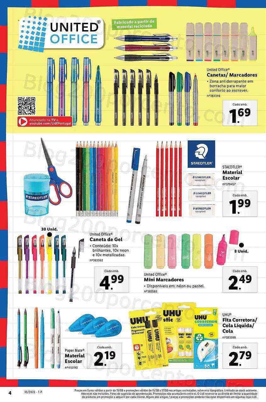 Antevisão Folheto LIDL Regresso às Aulas Promoções a partir de 15 agosto