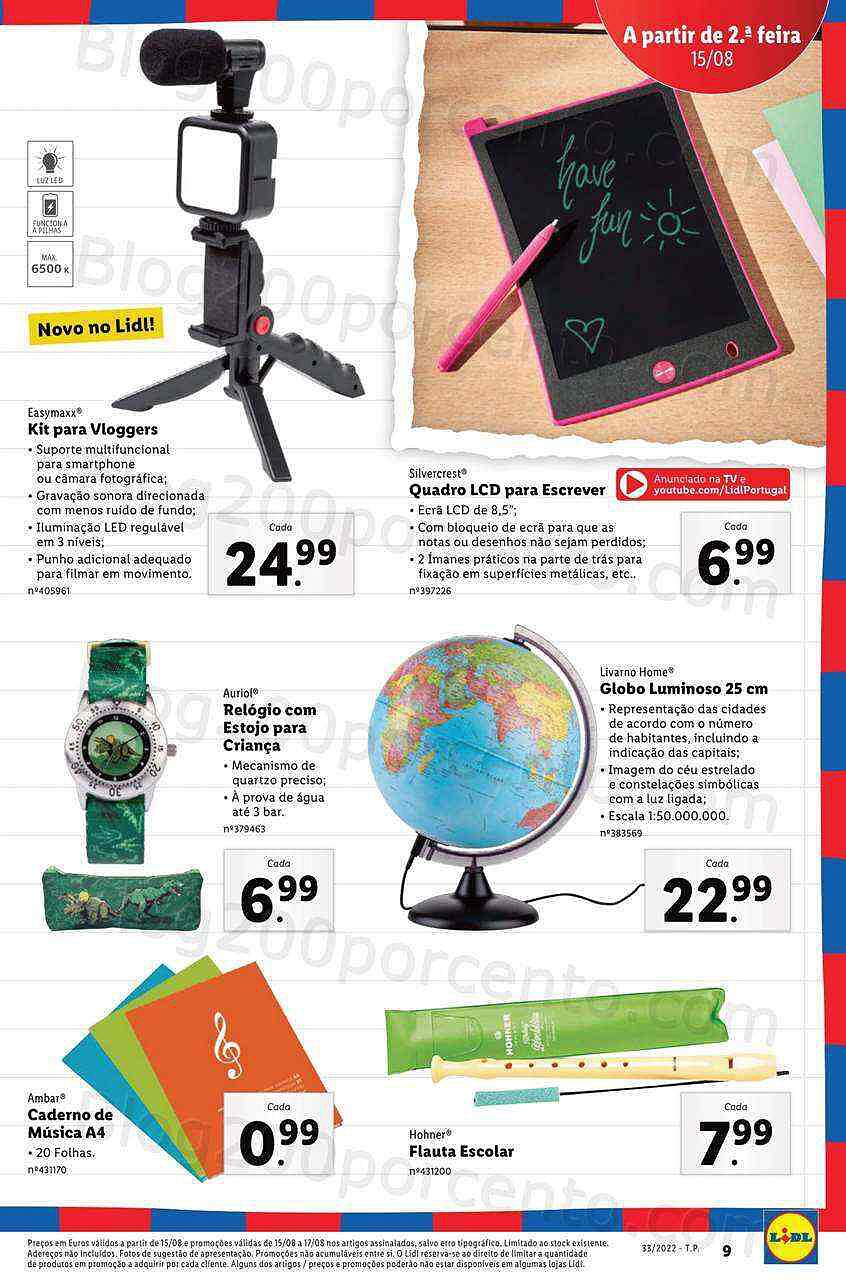 Antevisão Folheto LIDL Regresso às Aulas Promoções a partir de 15 agosto