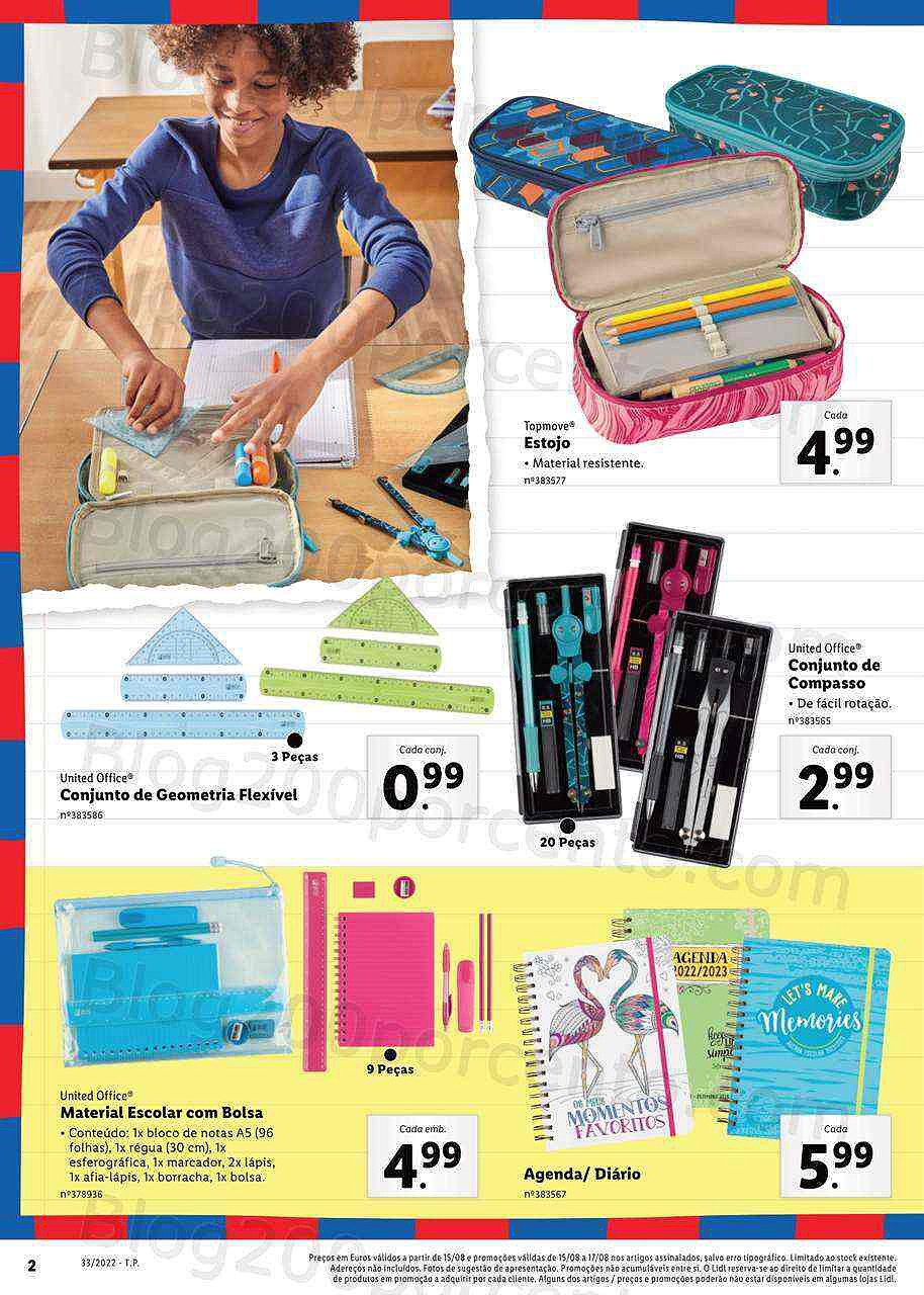 Antevisão Folheto LIDL Especial Regresso às Aulas Promoções a partir de 15 agosto