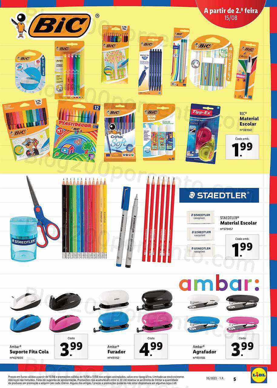 Antevisão Folheto LIDL Especial Regresso às Aulas Promoções a partir de 15 agosto