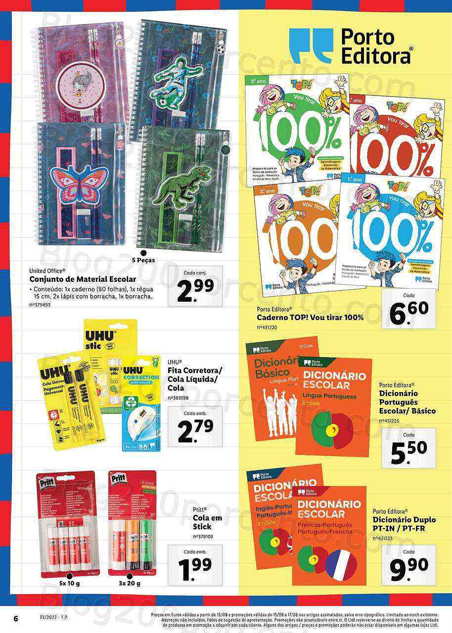 Antevisão Folheto LIDL Especial Regresso às Aulas Promoções a partir de 15 agosto