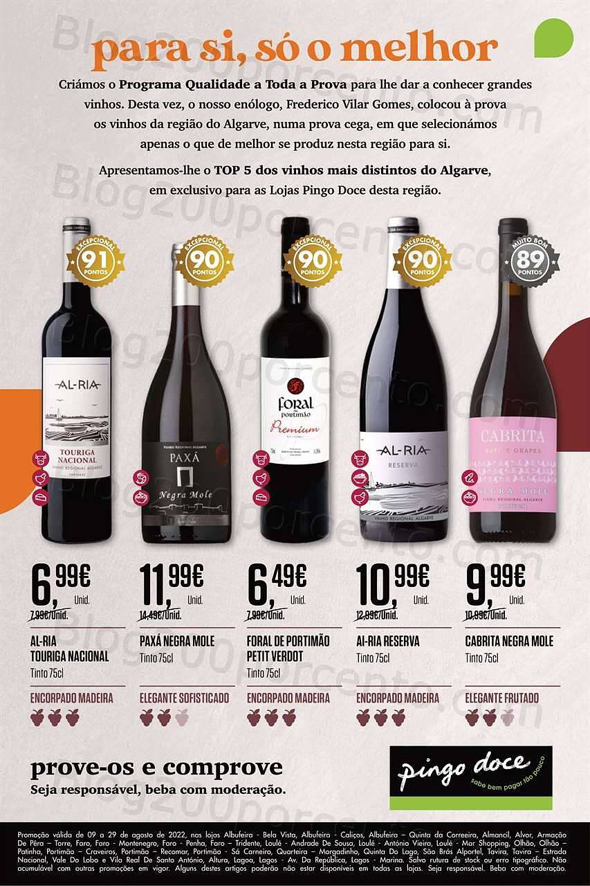 Antevisão Folheto PINGO DOCE Vinhos Algarve Promoções de 9 a 29 agosto