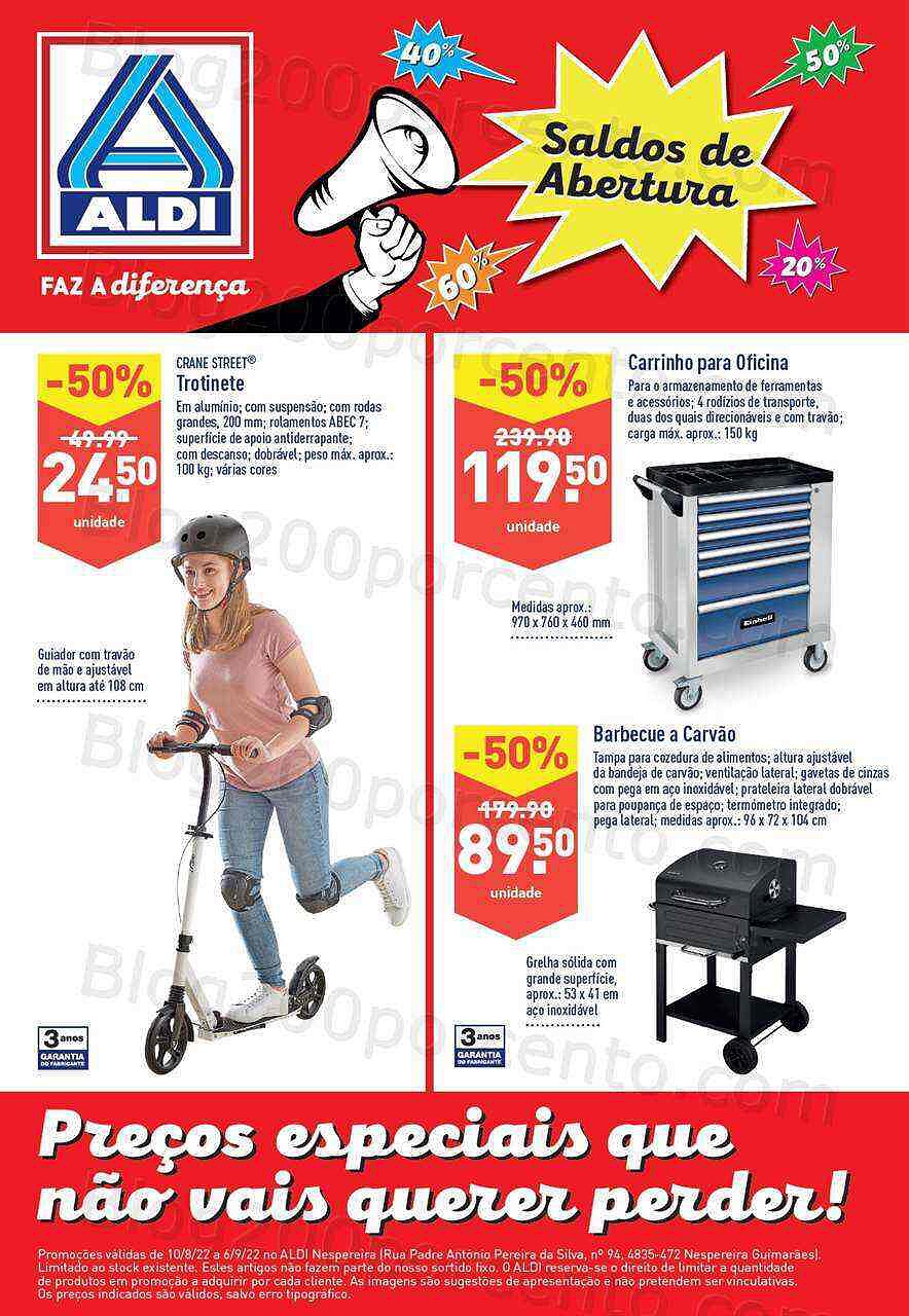 Antevisão Folheto ALDI Saldos + Aberturas Promoções de 10 agosto a 26 setembro