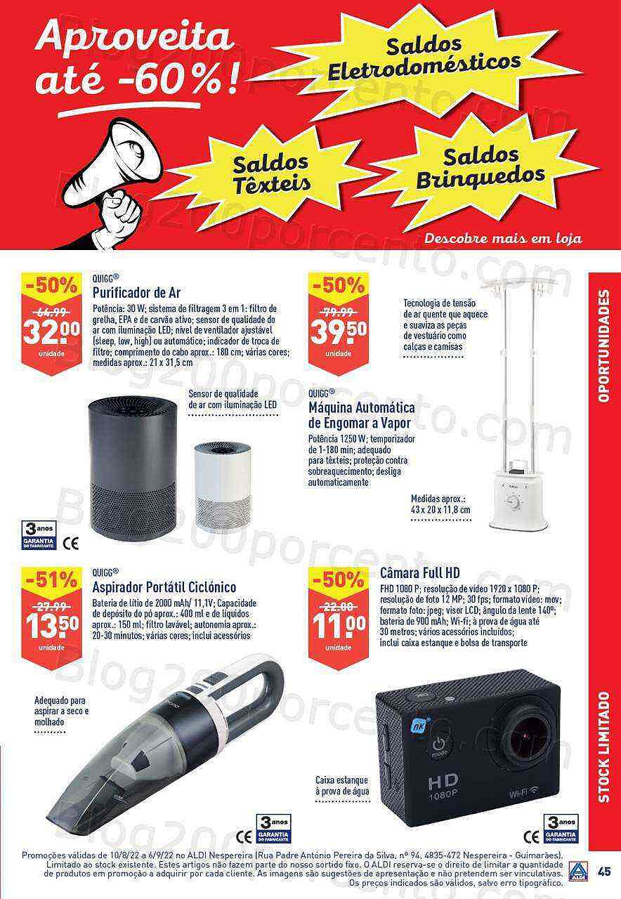 Antevisão Folheto ALDI Saldos + Aberturas Promoções de 10 agosto a 26 setembro