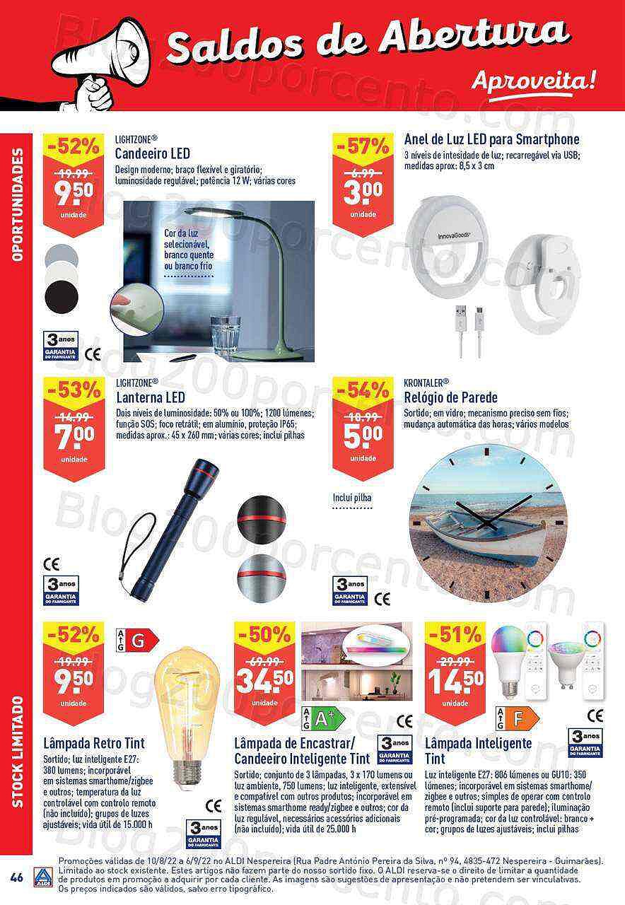 Antevisão Folheto ALDI Saldos + Aberturas Promoções de 10 agosto a 26 setembro