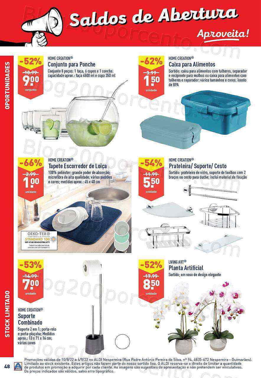 Antevisão Folheto ALDI Saldos + Aberturas Promoções de 10 agosto a 26 setembro