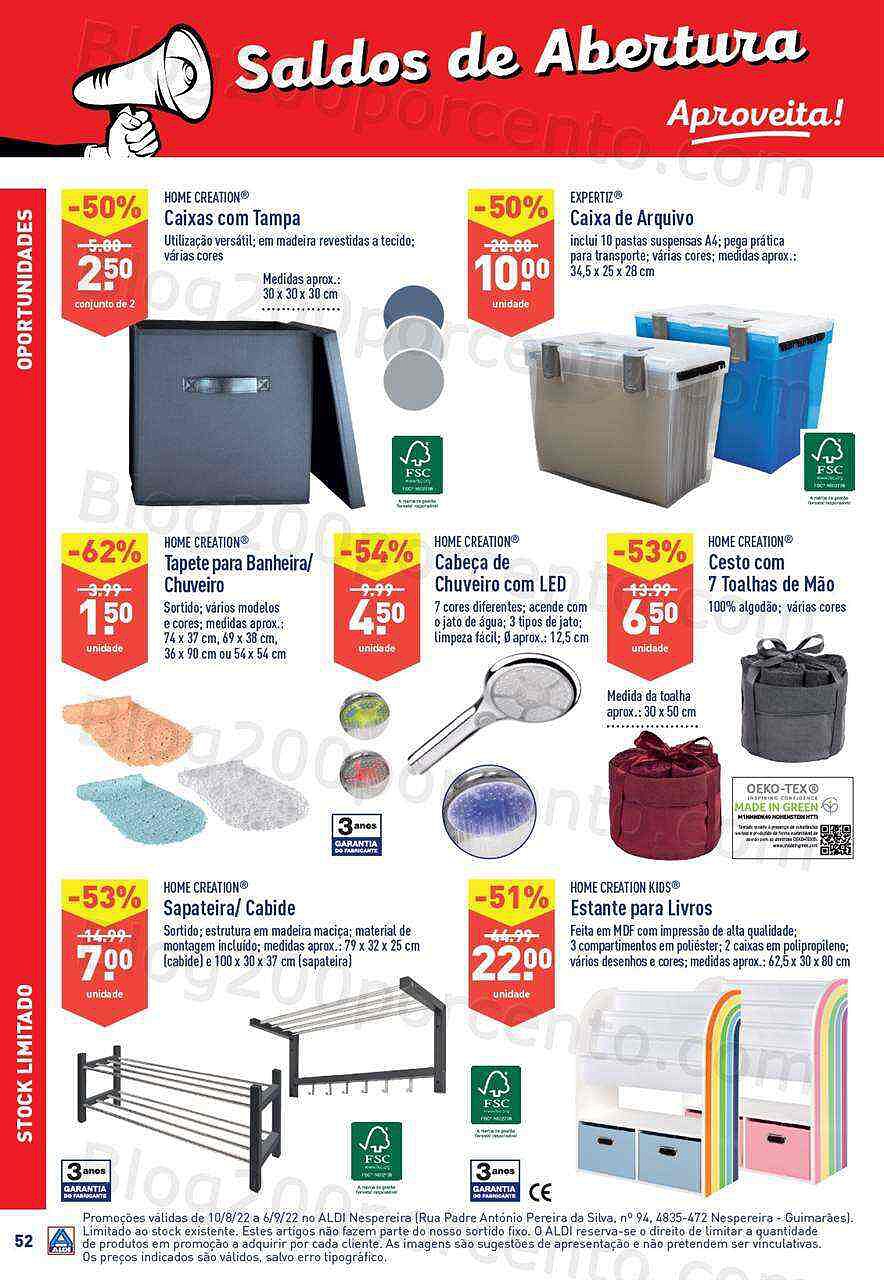 Antevisão Folheto ALDI Saldos + Aberturas Promoções de 10 agosto a 26 setembro