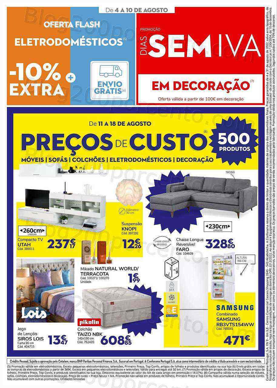 Antevisão Folheto CONFORAMA Promoções de 4 agosto a 31 agosto