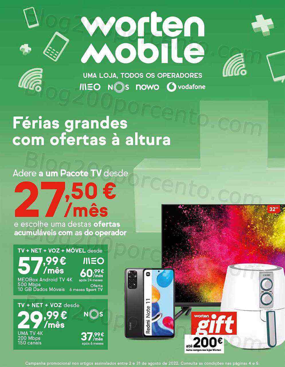 Antevisão Folheto WORTEN Mobile Promoções de 2 agosto a 31 agosto