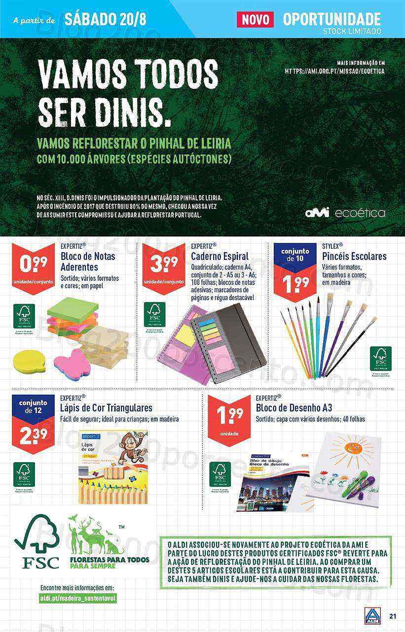 Antevisão Folheto ALDI Regresso às Aulas Promoções de 17 a 23 agosto