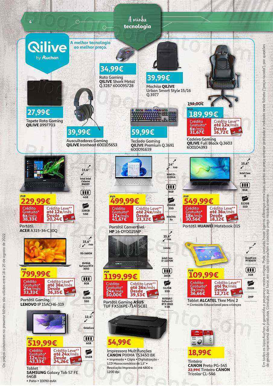 Antevisão Folheto AUCHAN Tecnologia Promoções de 18 agosto a 25 agosto