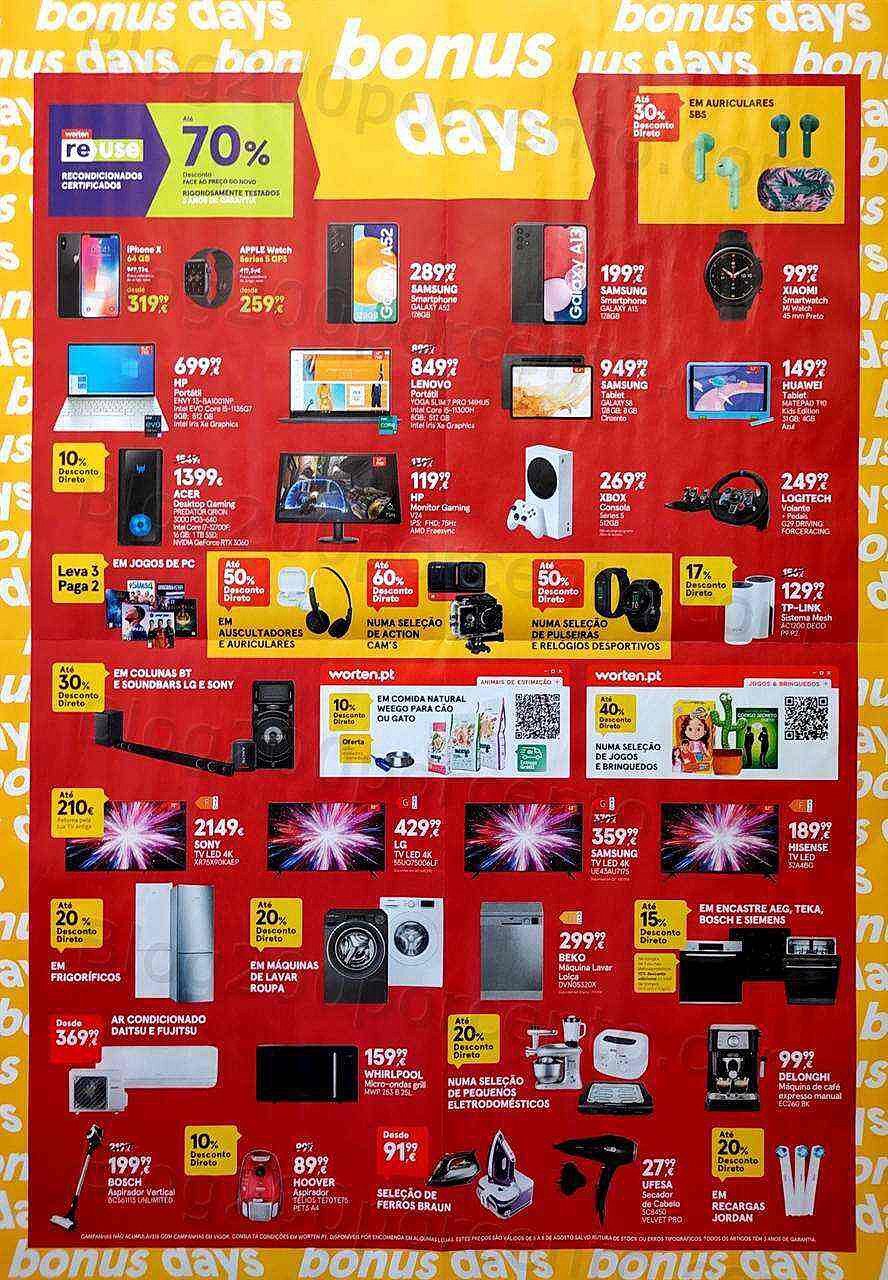 Antevisão Folheto WORTEN Bônus Days Promoções até 8 agosto