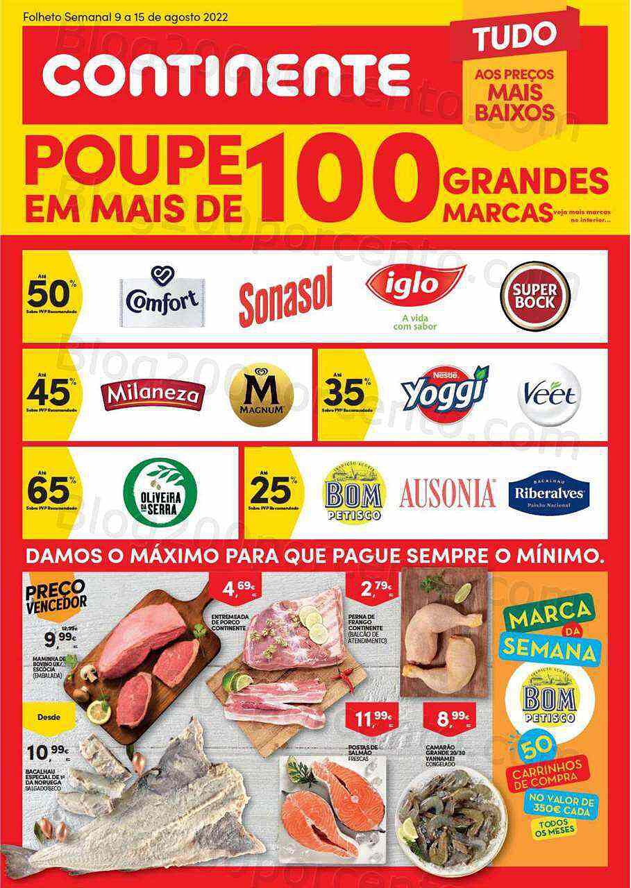 Antevisão Folheto CONTINENTE Hiper - Modelo Promoções de 9 a 15 agosto