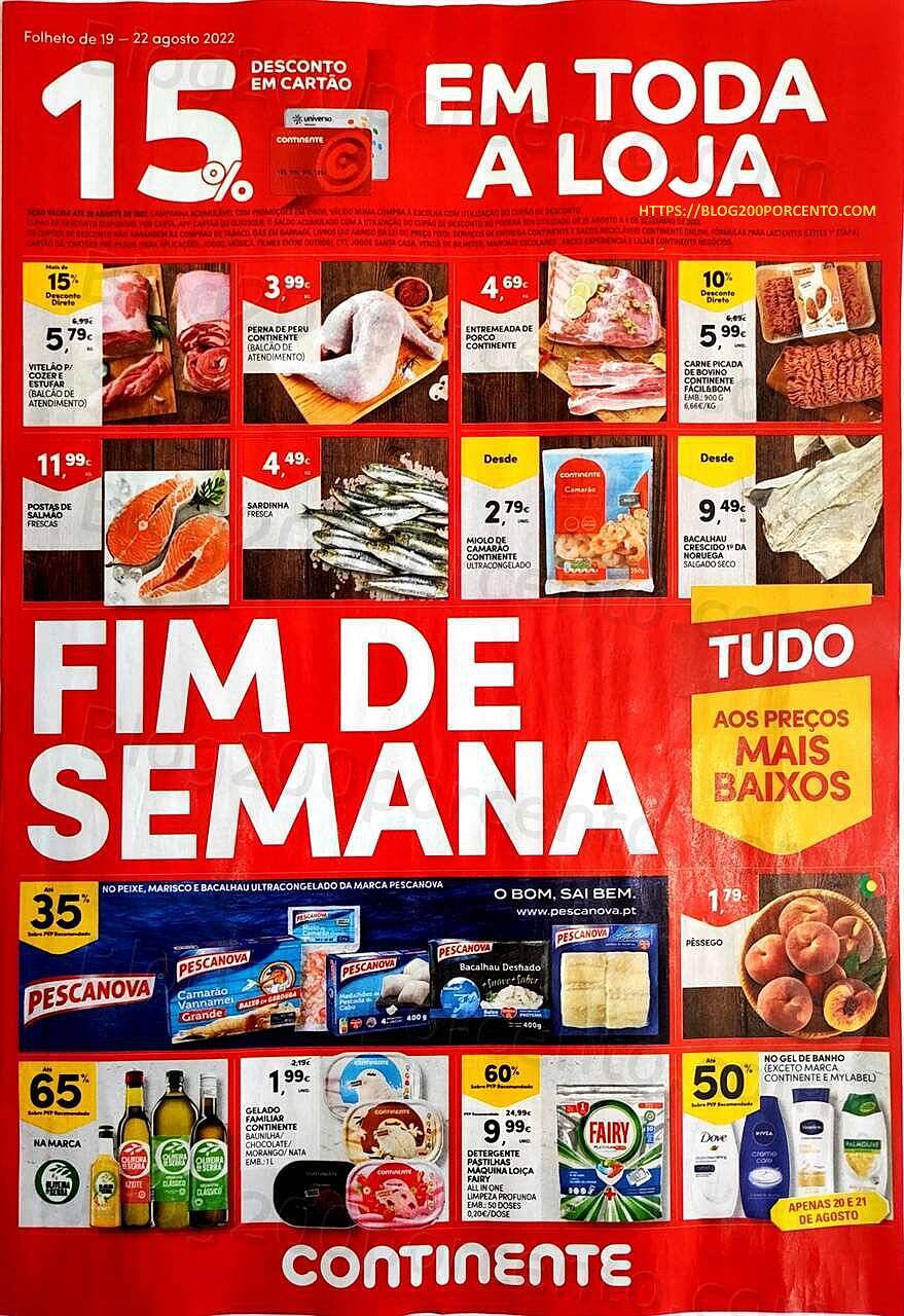 Antevisão Folheto CONTINENTE Promoções Fim de Semana - 19 a 22 agosto
