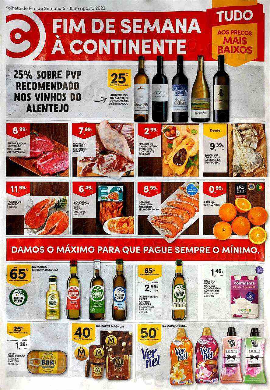 Antevisão Folheto CONTINENTE Fim de Semana - 5 agosto a 8 agosto