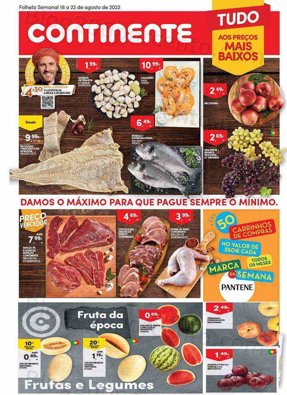 Antevisão Folheto CONTINENTE Frescos Promoções de 16 agosto a 22 agosto