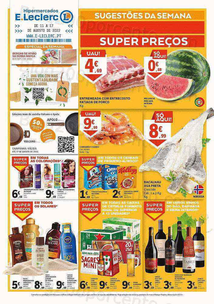 Antevisão Folheto E-LECLERC Promoções de 11 agosto a 17 agosto