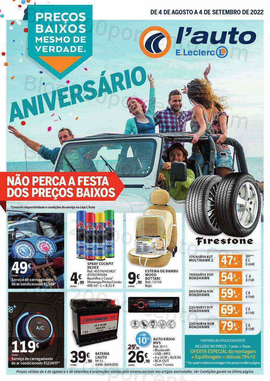 Antevisão Folheto E-LECLERC Auto Promoções de 4 agosto a 4 setembro