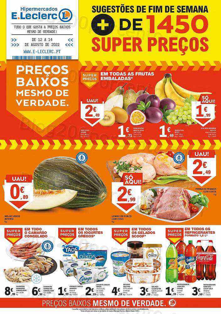 Antevisão Folheto E-LECLERC Promoções Fim de Semana - 12 a 14 agosto